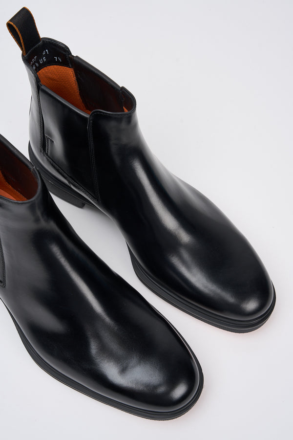 Santoni Black Leather Ankle Boots - 3