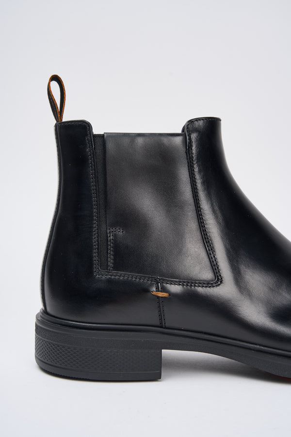 Santoni Black Leather Ankle Boots - 4