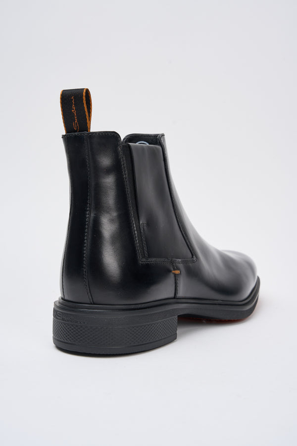 Santoni Black Leather Ankle Boots - 5