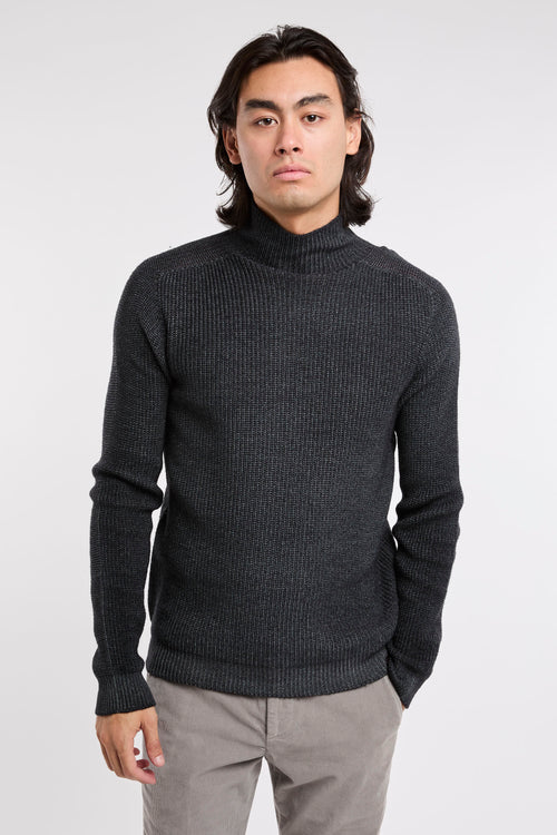 Dondup Sweater with Funnel Neck in Grey Wool