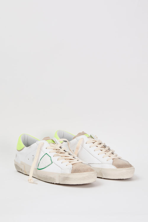 Philippe Model Sneakers PRSX Leather/Suede White/Fluorescent Yellow-2