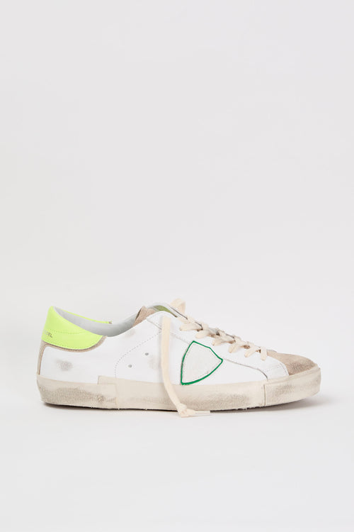 Philippe Model Sneakers PRSX Leder/Suede Weiß/Neongelb