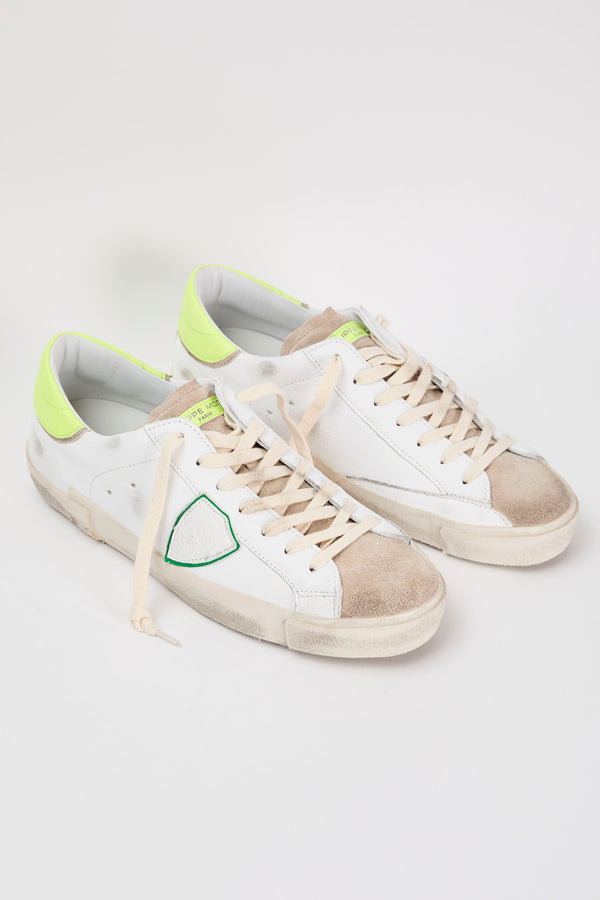 Philippe Model Sneakers PRSX Leather/Suede White/Fluorescent Yellow - 5