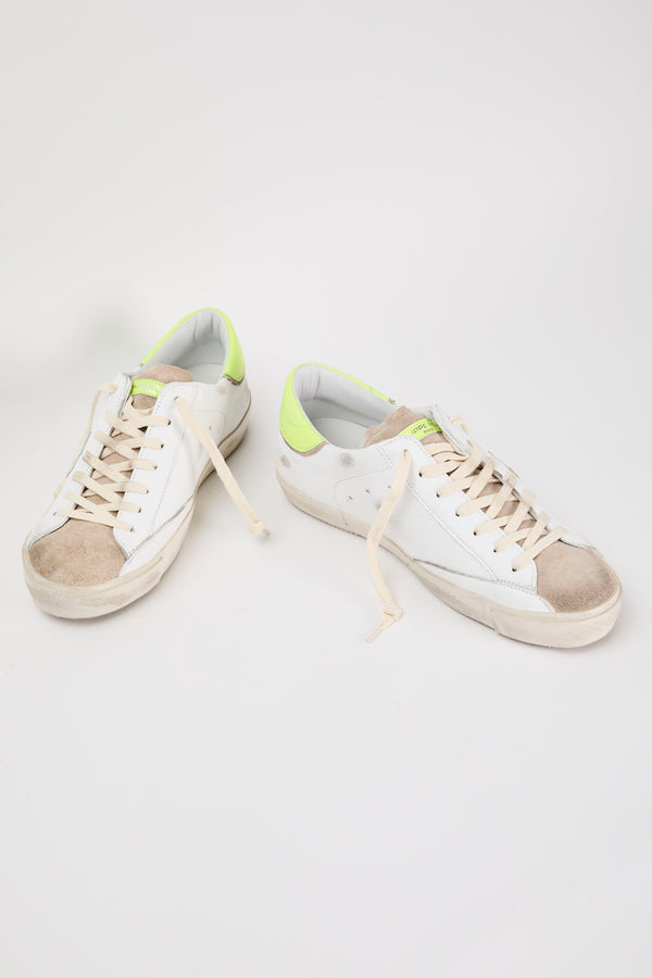 Philippe Model Sneakers PRSX Leather/Suede White/Fluorescent Yellow - 7