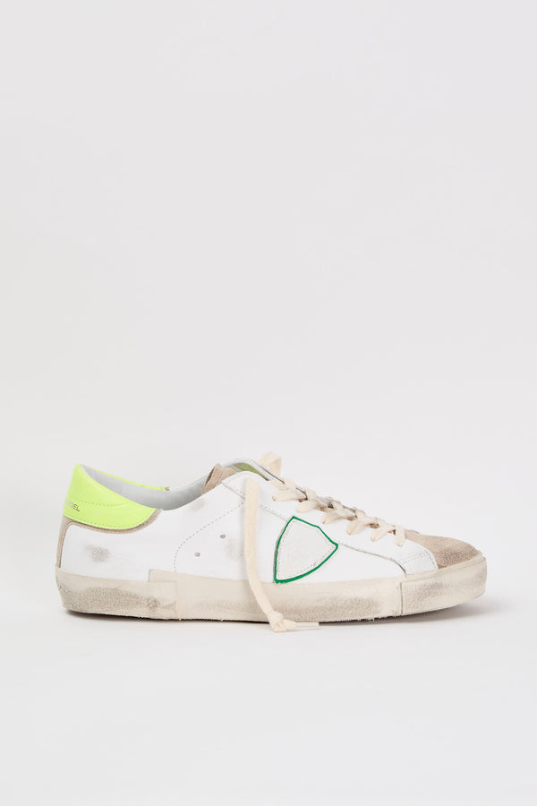 Philippe Model Sneakers PRSX Leather/Suede White/Fluorescent Yellow - 1