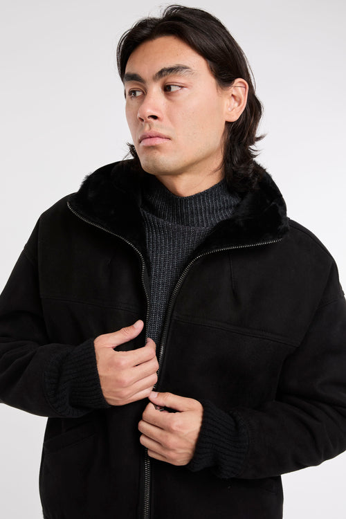 Giorgio Brato Shearling Jacke Schwarz