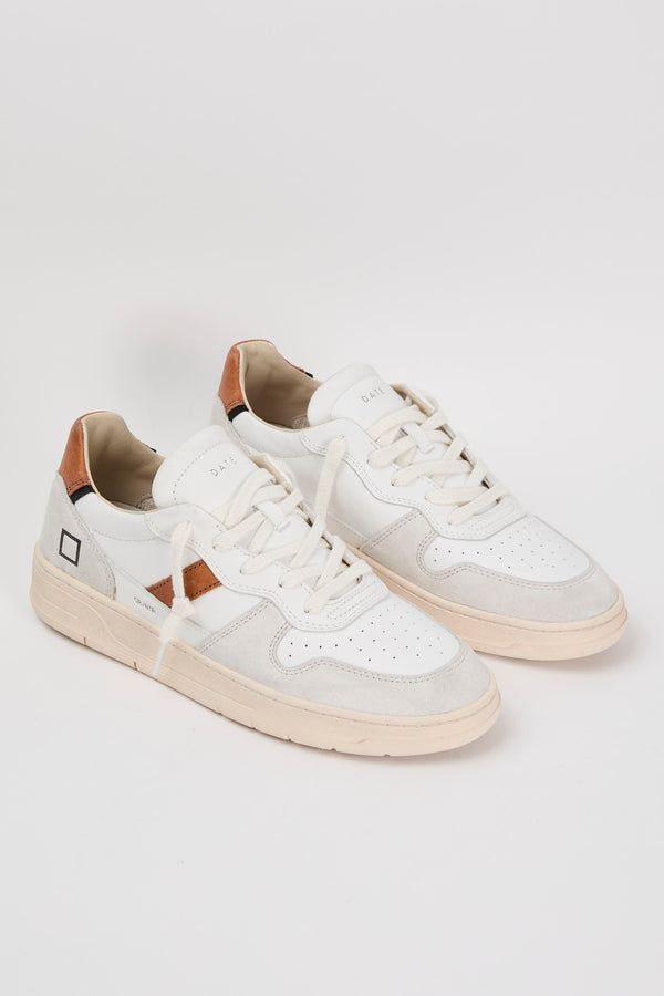 D.A.T.E. Sneaker Court 2.0 Leather White/Tan - 7