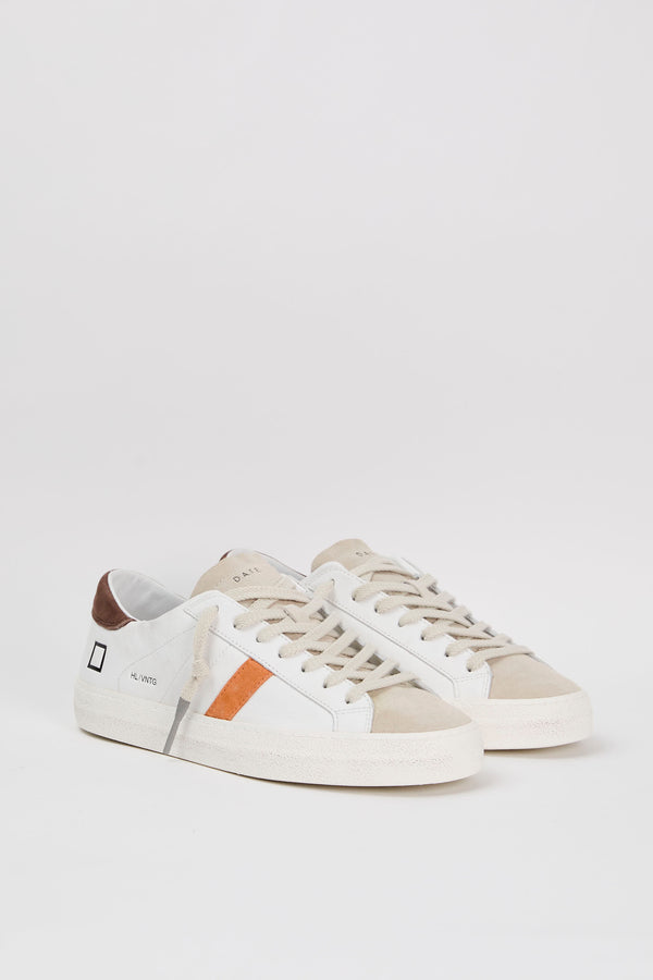 D.A.T.E. Hill Low Vintage Leather Sneakers White/Brown/Orange - 2