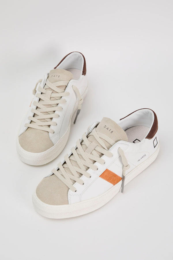 D.A.T.E. Hill Low Vintage Leather Sneakers White/Brown/Orange - 3