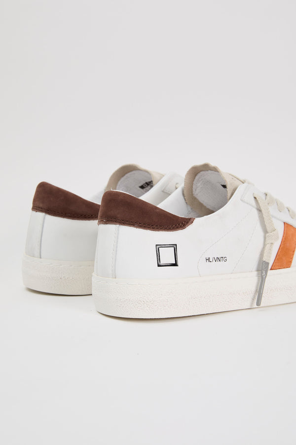 D.A.T.E. Hill Low Vintage Leather Sneakers White/Brown/Orange - 5