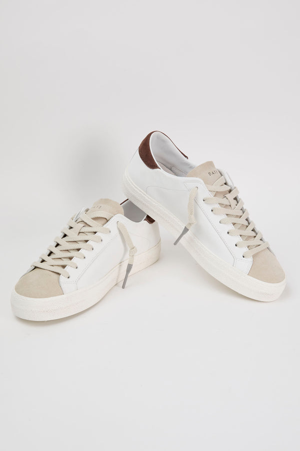 D.A.T.E. Hill Low Vintage Leather Sneakers White/Brown/Orange - 6