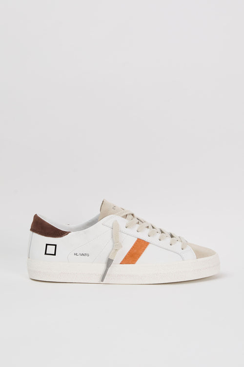 D.A.T.E. Hill Low Vintage Leather Sneakers White/Brown/Orange