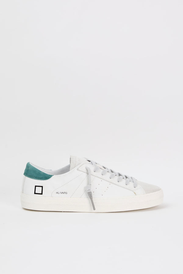 D.A.T.E. Sneaker Hill Low Vintage in White/Green Leather - 1