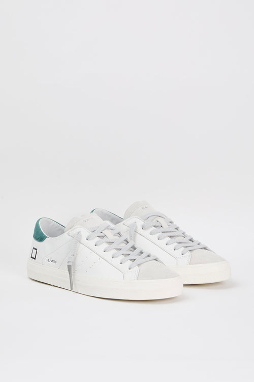 D.A.T.E. Sneaker Hill Low Vintage in White/Green Leather-2