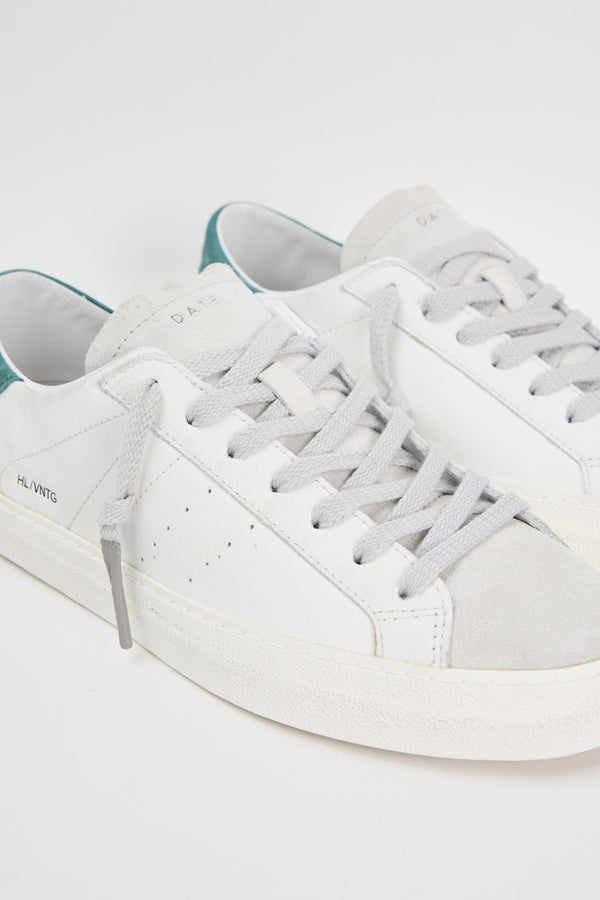 D.A.T.E. Sneaker Hill Low Vintage in White/Green Leather - 3