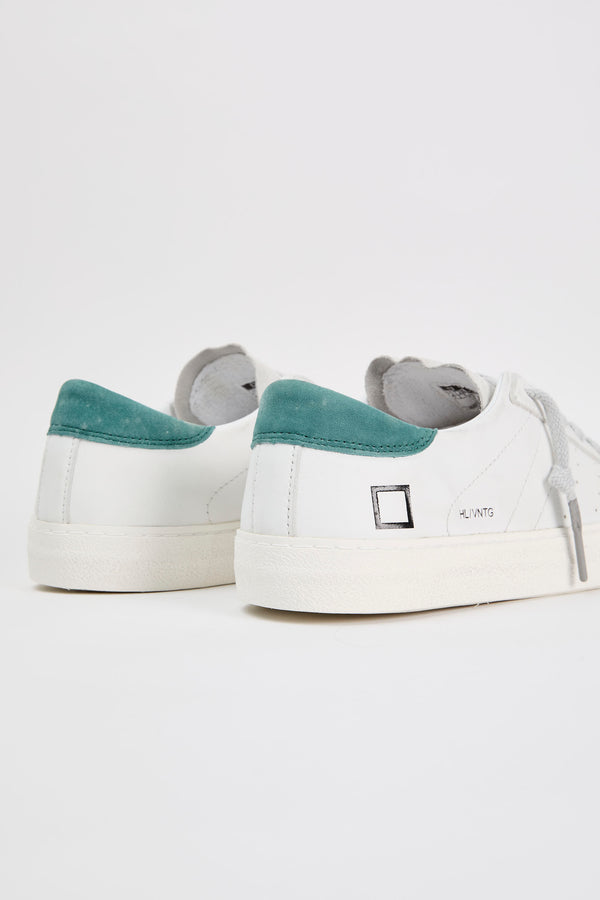 D.A.T.E. Sneaker Hill Low Vintage in White/Green Leather - 4