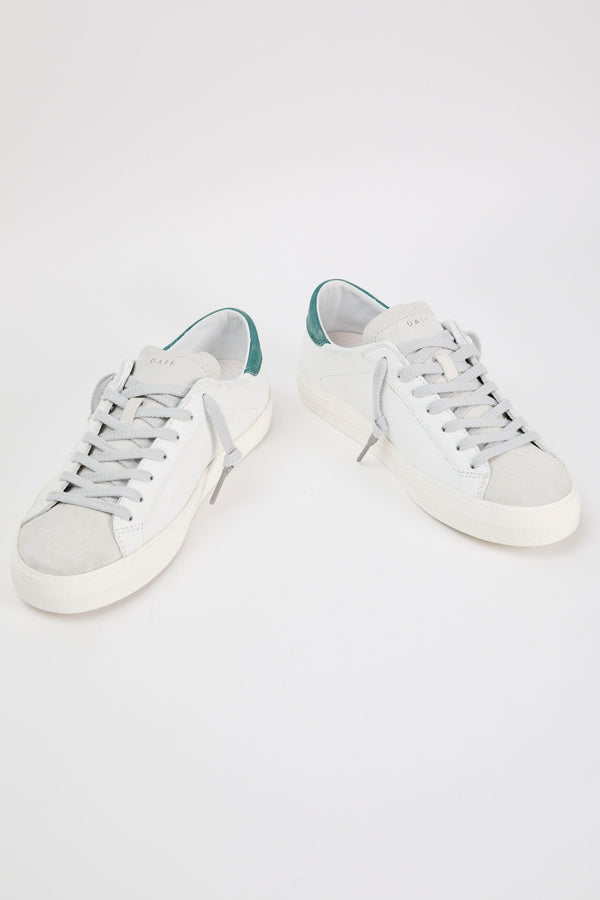 D.A.T.E. Sneaker Hill Low Vintage in White/Green Leather - 5