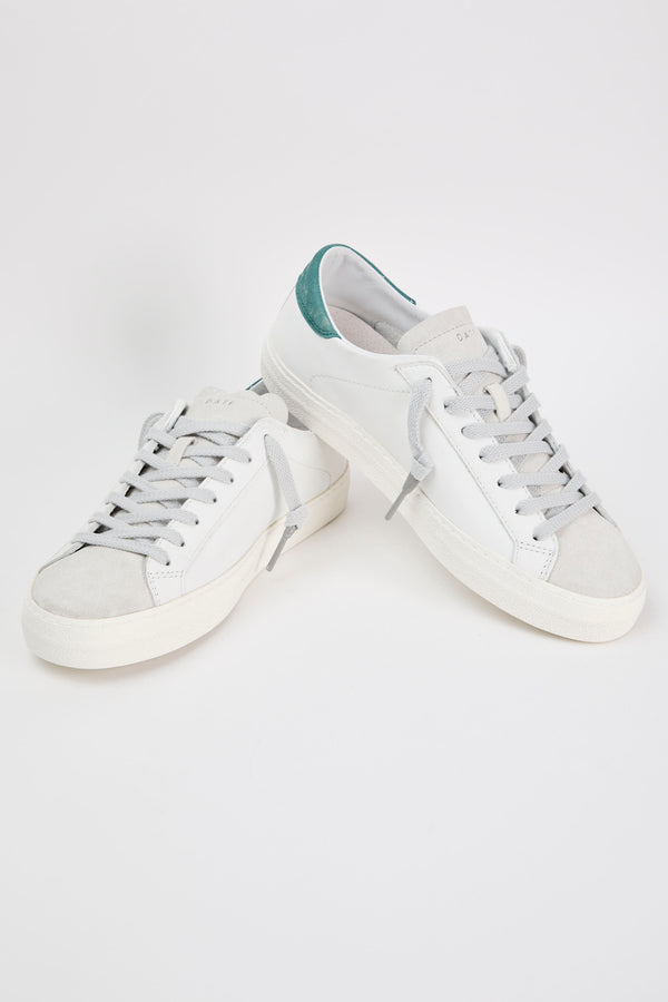 D.A.T.E. Sneaker Hill Low Vintage in White/Green Leather - 7