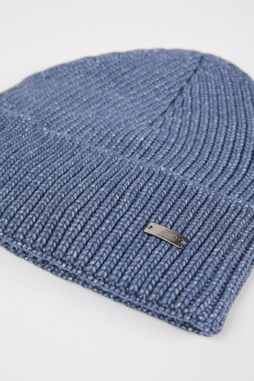 Herno Ribbed Beanie 7599 in Viscose/Polyamide/Virgin Wool Avio-2