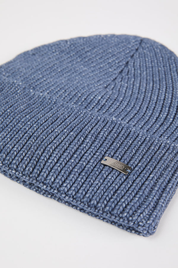 Herno Ribbed Beanie 7599 in Viscose/Polyamide/Virgin Wool Avio - 2