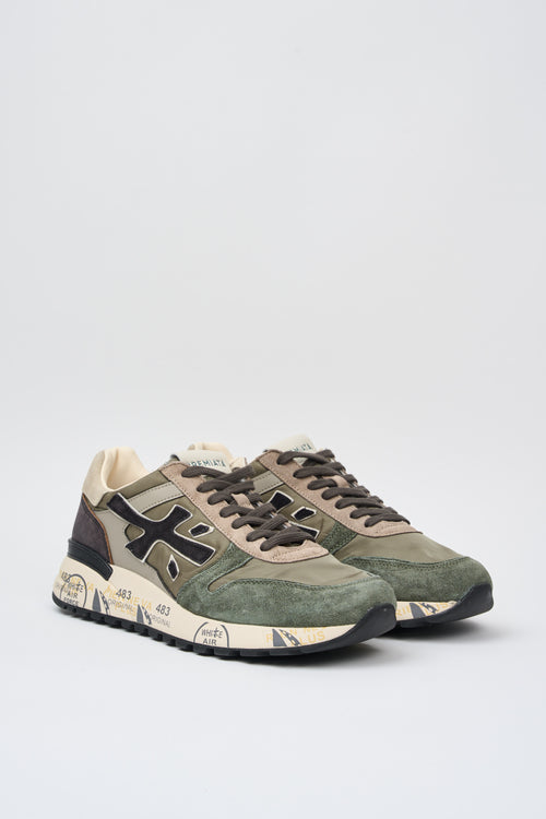 Premiata Sneakers Mick Leder/Nylon/Wildleder Grün/Beige-2