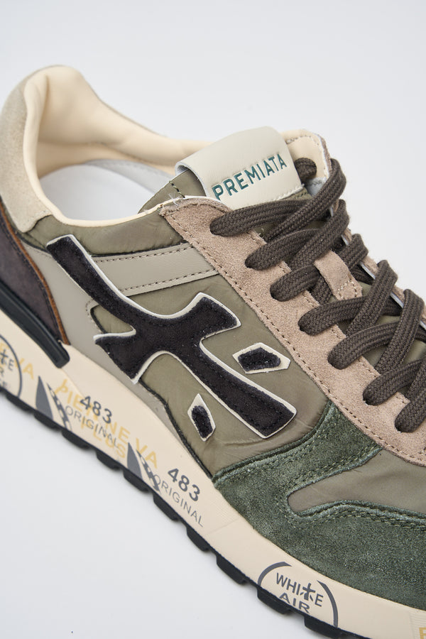 Premiata Sneakers Mick Leder/Nylon/Wildleder Grün/Beige - 4