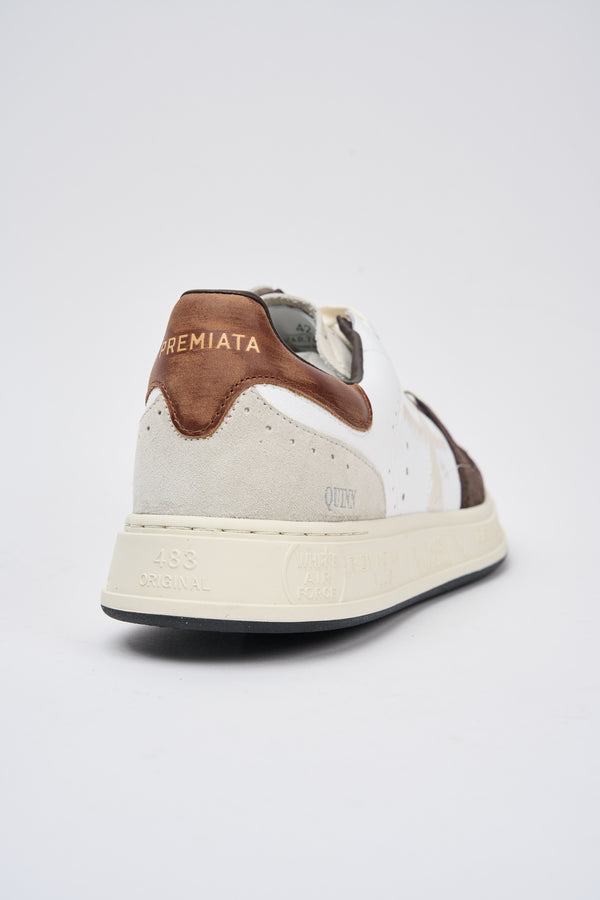 Premiata Quinn Leather/Fabric White Sneakers - 6