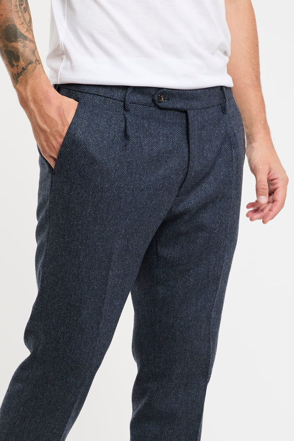 Morello1P Trousers Blue Fabric Berwich - 4