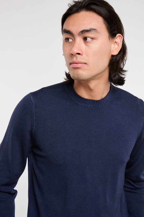 Fay Strickwaren Pullover mit Rundhals aus 100% reiner Schurwolle in Blau-2