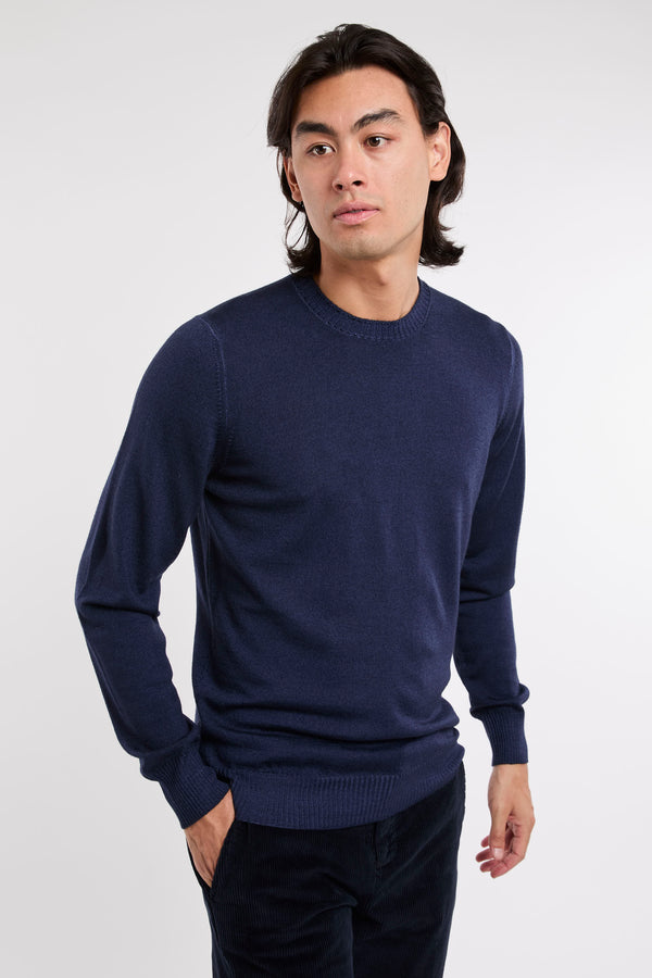 Fay Strickwaren Pullover mit Rundhals aus 100% reiner Schurwolle in Blau - 3