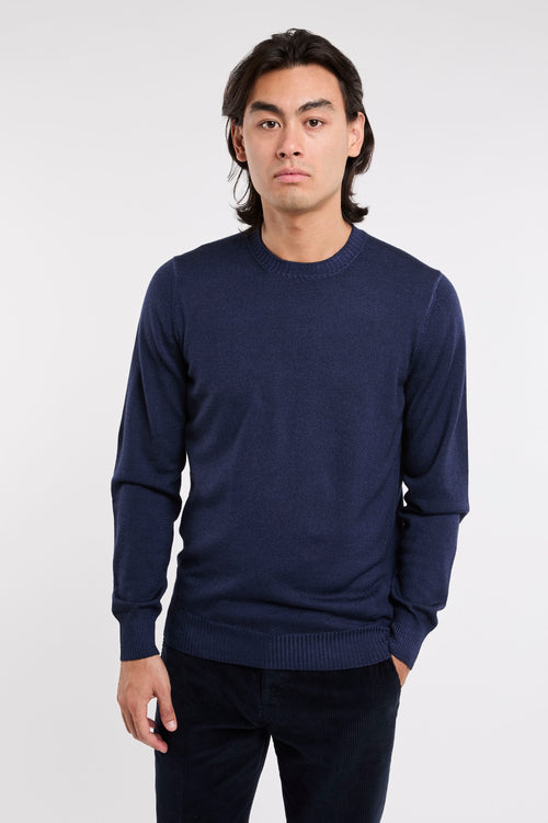 Fay Strickwaren Pullover mit Rundhals aus 100% reiner Schurwolle in Blau