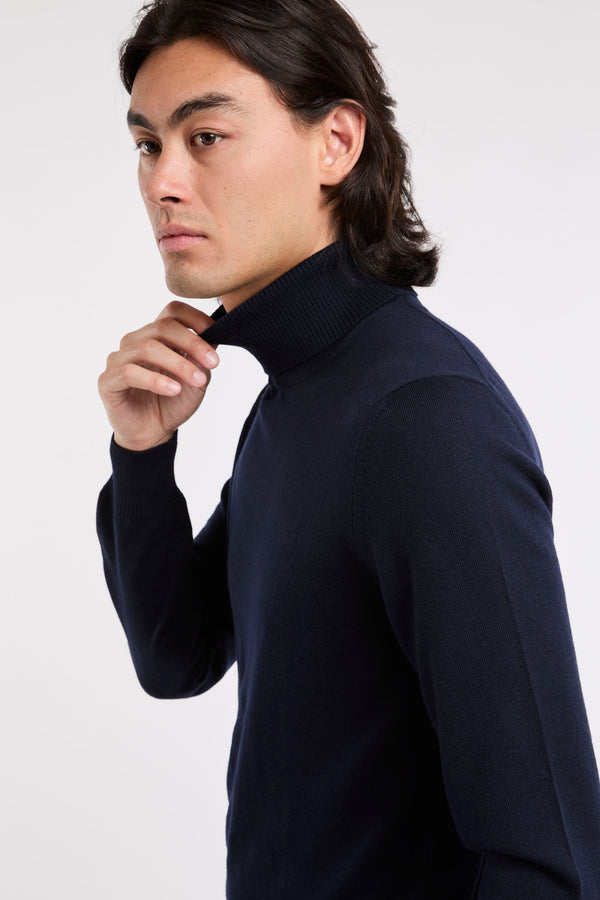 Fay Blue Wool Turtleneck Sweater - 3