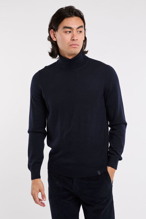 Fay Blue Wool Turtleneck Sweater