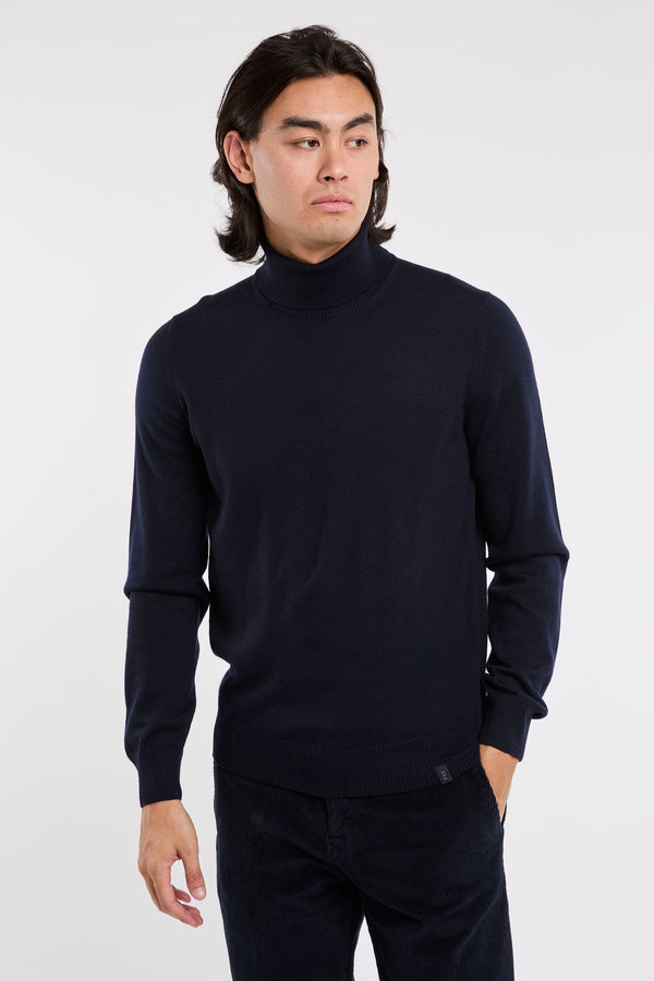 Fay Blue Wool Turtleneck Sweater - 1