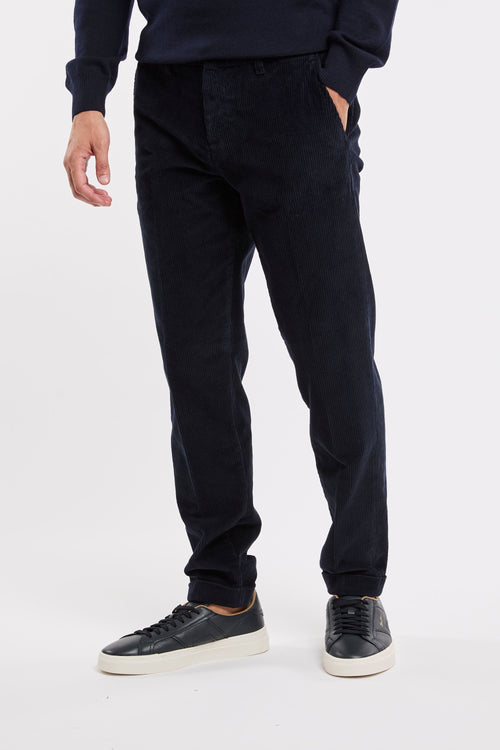 Fay Men's Blue Cotton Velvet Trousers-2