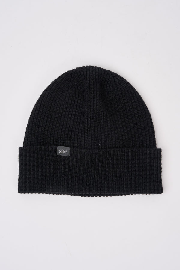 Woolrich Virgin Wool Merino Blend Black Beanie - 1