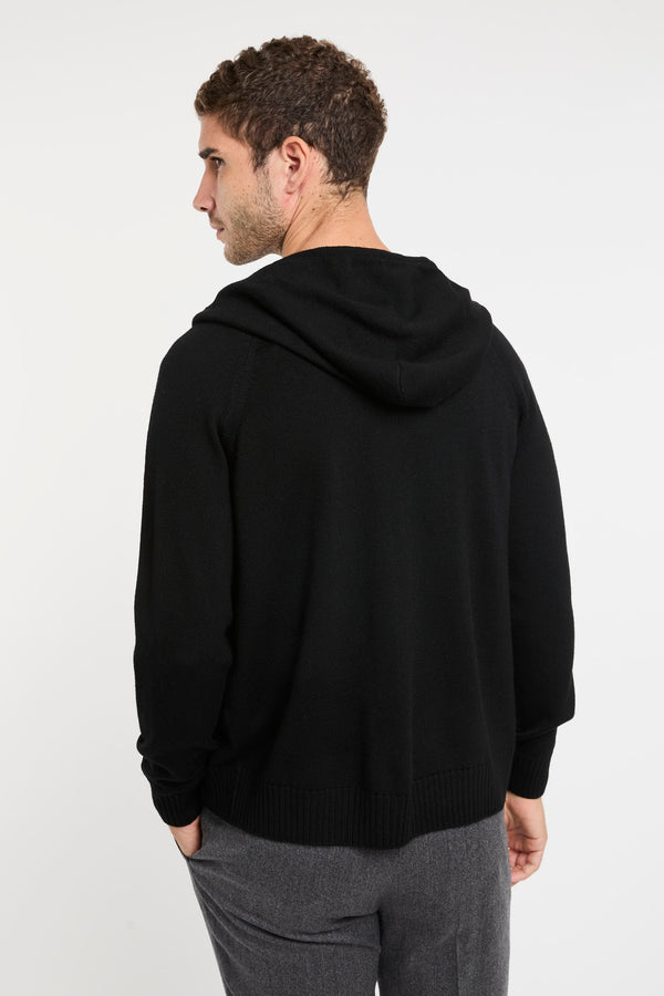 Merino Wool Zip Sweater Black by Drumohr - 4