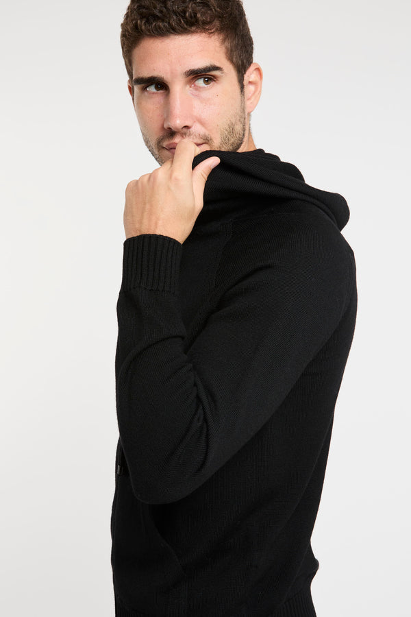 Merino Wool Zip Sweater Black by Drumohr - 5