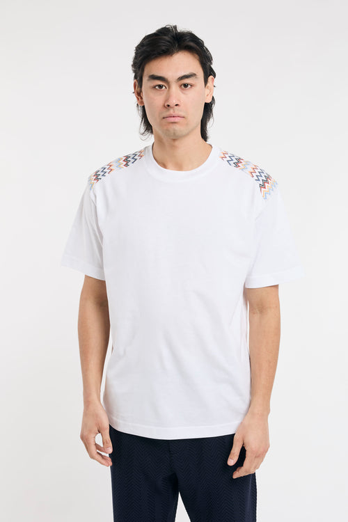 T-shirt in cotone con inserti chevron sulle spalle