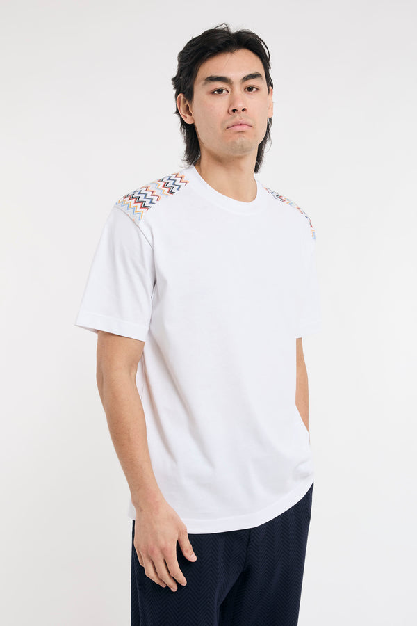 T-shirt in cotone con inserti chevron sulle spalle - 3