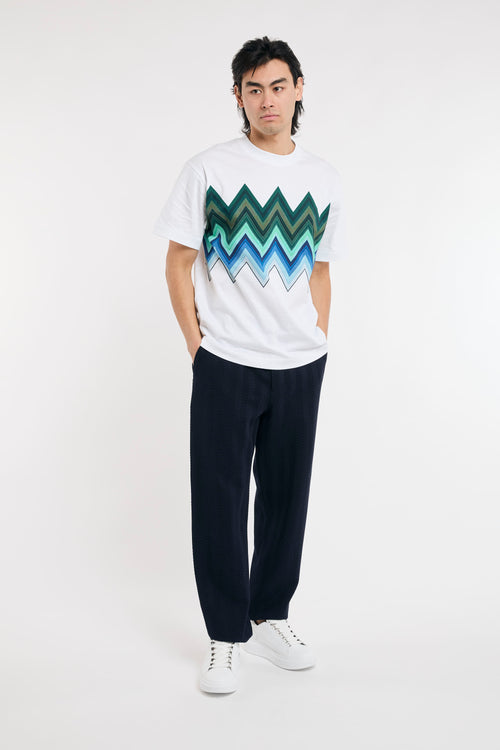 T-shirt in cotone con stampa macro zig zag-2