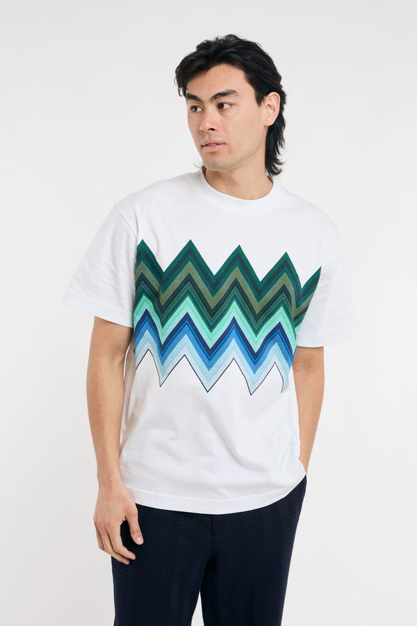 T-shirt in cotone con stampa macro zig zag - 3