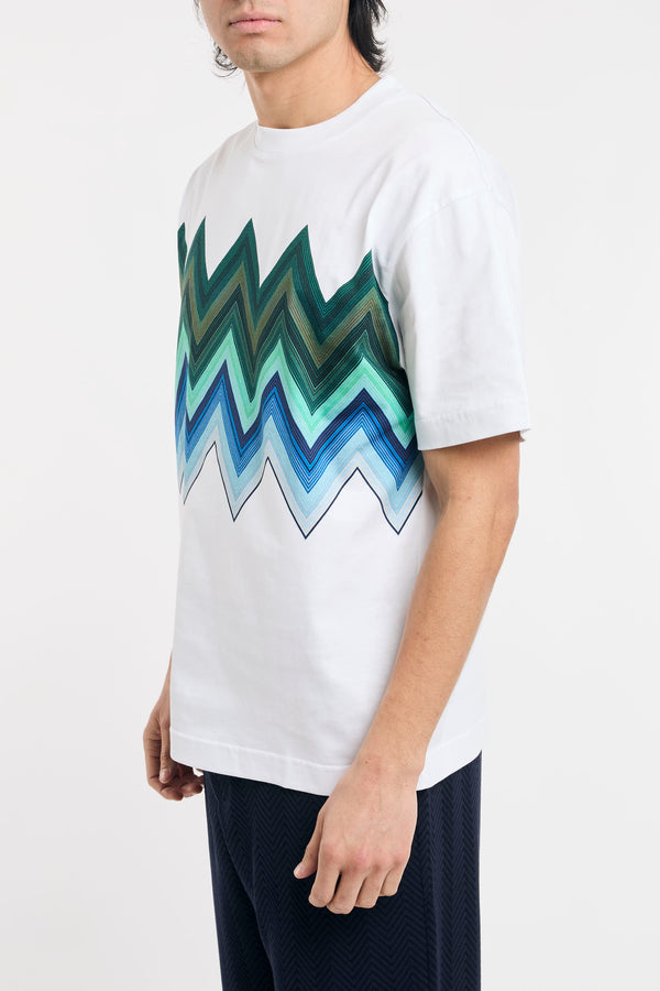 T-shirt in cotone con stampa macro zig zag - 4