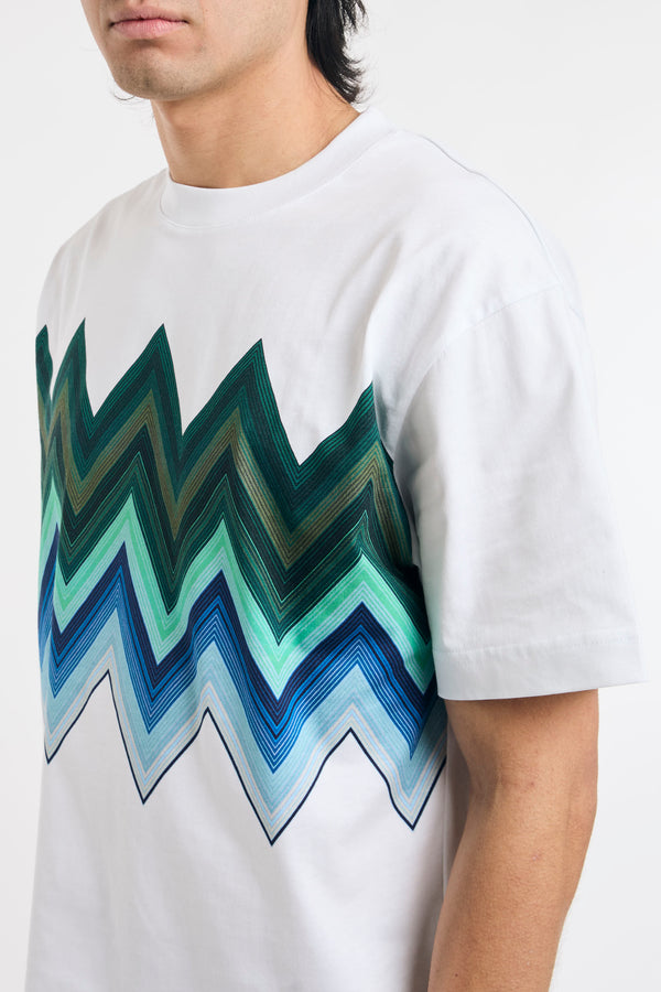 T-shirt in cotone con stampa macro zig zag - 5