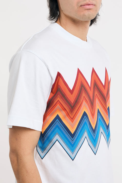 T-shirt in cotone con stampa macro zig zag