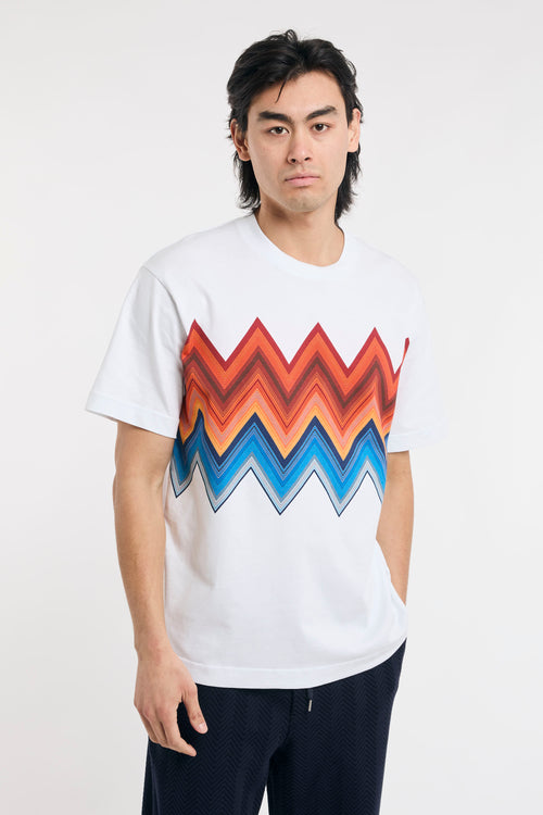 T-shirt in cotone con stampa macro zig zag-2