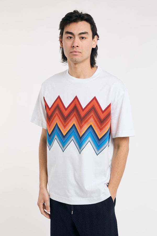 T-shirt in cotone con stampa macro zig zag - 3