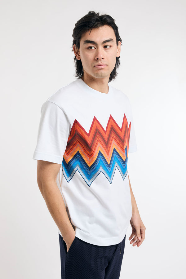 T-shirt in cotone con stampa macro zig zag - 4