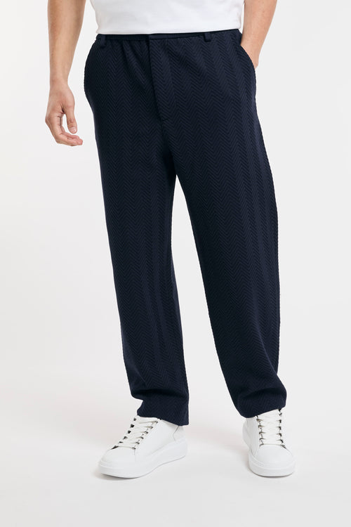 Pantalone classico in cotone e viscosa zig zag