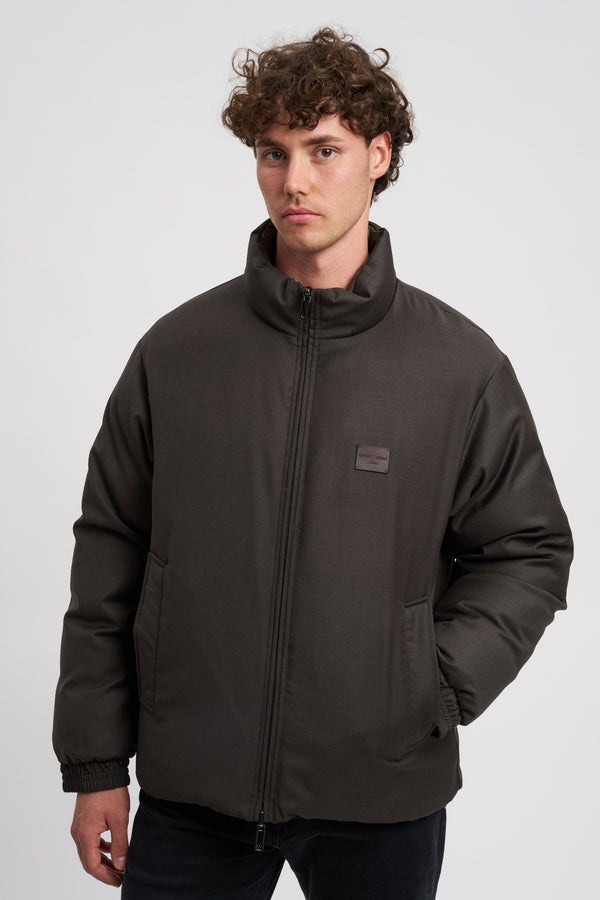 Piumino reversibile in twill misto lana - 1